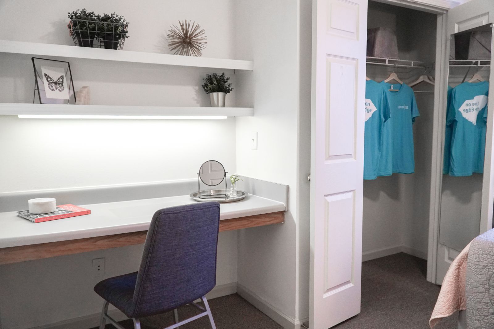 desk and closet